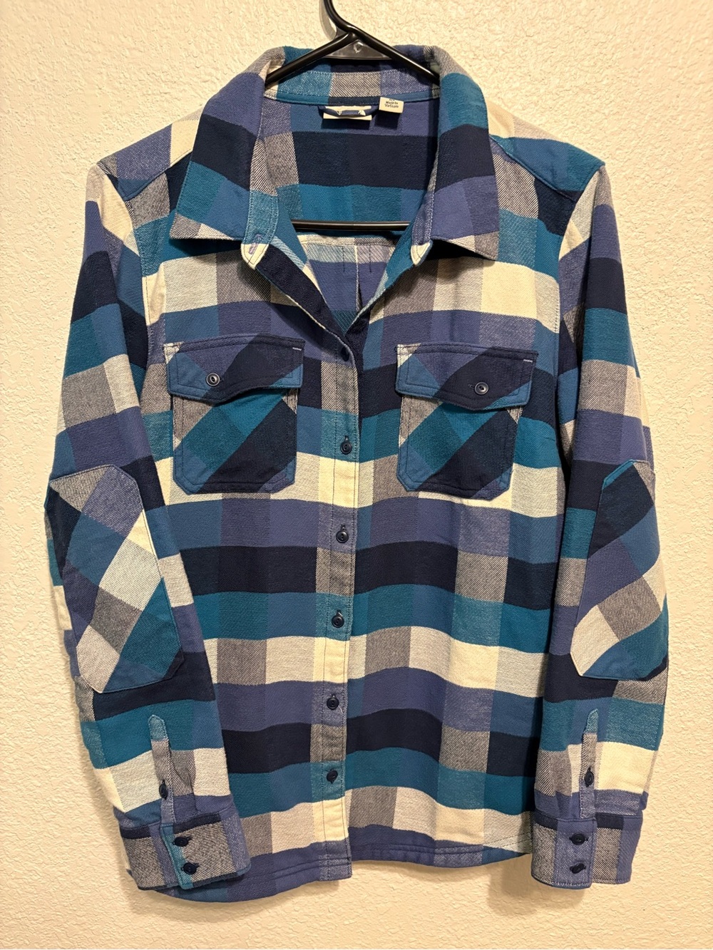 L.L. Bean Blue Plaid Flannel Shirt Jacket Size Medium